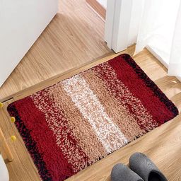 Kuber Industries Cream Coloured & Red 3 Pieces Woven Design Doormats-0