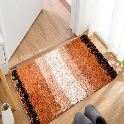 Kuber Industries Cream-Coloured & Orange Set Of 2Dust Trapper Anti-Skid Door Mat image 2