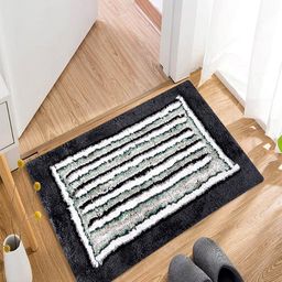 Kuber Industries Grey & White 3 Pieces Woven Design Dust Trapper Microfiber Doormats image 3