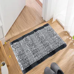 Kuber Industries Grey White Cut Loop Microfiber Doormat image 2