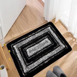 Kuber Industries Grey & Black Microfibre Square Fur Doormat image 2