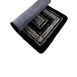 Kuber Industries Grey & Black Microfibre Square Fur Doormat image 4