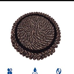 Kuber Industries Black & Red 2 Pieces Cotton Reversible Round Shape Feather Round Doormats image 2