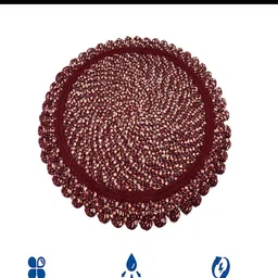 Kuber Industries Maroon 3 Pcs Woven Design Round Shape Feather Cotton Reversible Doormats image 5