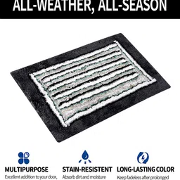 Kuber Industries Grey & White 3 Pieces Woven Design Dust Trapper Microfiber Doormats image 4