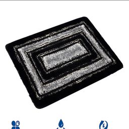Kuber Industries Grey & Black Microfibre Square Fur Doormat image 3