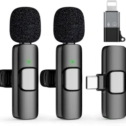 RelElseTech K9 Dual Wireless Mic for Youtuber ,Type-C & iphone Support Camera Microphone-1