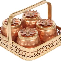 Traditional Metal Jar Set – HOME ETHICS Decorative Showpiece - 10.16 cm-image-63