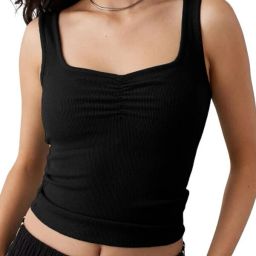 Casual Sleeveless Solid Women Black Top-image-103