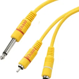 TS Mono to RCA Y Splitter Cable, 1/4 to Dual RCA Audio Cable Double Angled TS Patch Cable-27