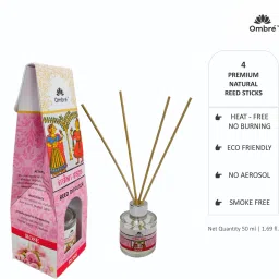 Ombre DIFFUSER-50ml ROSE WITH 4 NATURAL STICKS Ideal for Office Cabins, Small Room, Washrooms, Cubicles, Stores, Reception Areas Etc... Diffuser image 4