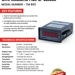 systems tech TM 802 Magnetic Pick-up Sensor with Panel Mount Digital Tachometer image 5