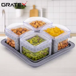 SUN SHINE SQUARE GREY 4PCS. SET Bowl, Tray Serving Set-11