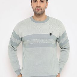 duke Men Woven Round Neck Grey Sweater-picture-2