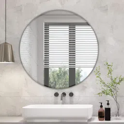 Wall Mounted Frameless Mirror with Beveled Edges 60cmx60cm Bathroom Mirror-image-8