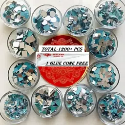 12 Shape Mirror kit Craft Work,SAREE (1200PCS, 100 PCS of Each Shape)+ GLUE-3