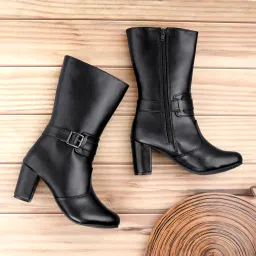 Smart Look High Ankle Zipper Boots for Women with Trendiest Buckle Closure Slip On For Women-13