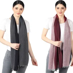 flyer Woven, Striped, Self Design, Solid Viscose, Cotton Viscose Blend Women Multicolor Stole, Scarf, Fancy Scarf-picture-4