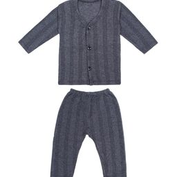 Superminis Infant Kids Grey Striped Cotton Thermal Set-57