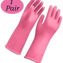 1 PAir Pink Rubber Saftey Hand Washable Reusable Kitchen Women Working Places All Types Of Safety For Hand Gloves Rubber Safety Gloves-picture-12