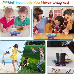 aseenaa Pop It Fidget Toys | Unicorn, Dinasour, Cup Ice Cream And Ice Cream Rainbow Combo | Pack Of 4 | Pop Its Toy Set | Popits Stress Relief Rainbow | Poppit Silicone Gadgets | Push Pop Bubble Fidget Gift For Kids | Colour - Multi image 5