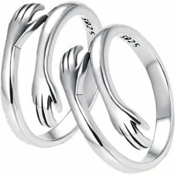 i love u double hug Ring For Beautiful Couples For Valentine , dailywere Ring Stainless Steel Silver Plated Ring-image-15