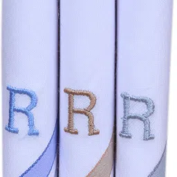 Johnnie Boy cotton handkerchief for men & boys initials pack of 3 R embroidered handkerchief ["White"] Handkerchief-25