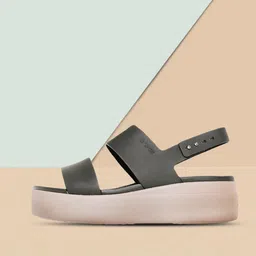 Crocs Black Solid Open Toe Flatforms-image-24