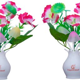 auto ON/Off Sensor Mushroom Shape LED Night lamp with Multicolor Light Illuminated and Flowers - Pack of 2 Night Lamp-image-99
