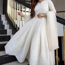 Abstract, Embroidered Cotton Blend Stitched Anarkali Gown-image-44
