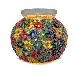 Homesake Multicoloured Persian Mosaic Leafy Glass Table Lamp-38