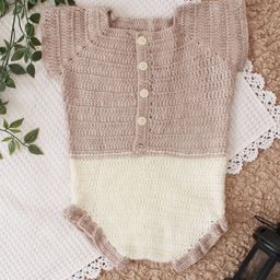 WOONIE Infant Girls Handknitted Frill Pure Cotton Romper-picture-4