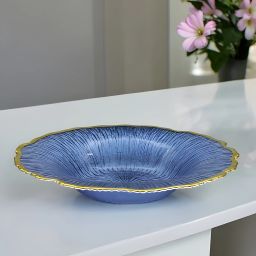 Round Shape Deep Dish Glass Platter with Gold Line Food Serving Platter (30cm) Sizzler Tray-image-37