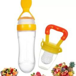 Food Feeder Bottle with Food Dispensing Spoon, Infant Food Nibbler Teething Toy Feeder-18