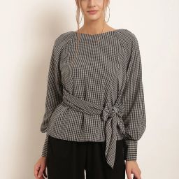 Casual Bell Sleeves Solid Women Black Top-image-44
