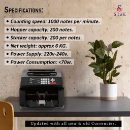 Stok Fully Automatic Mix Note Value Counting Machine (ST-VCM01) and Fake Note Detector with Color Sensor Detections + 3D Detections Note Counting Machine image 5