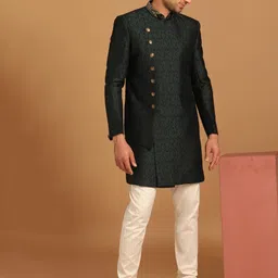 Manyavar Men Self-Design Traditional Indo Western Sherwani Set-picture-14
