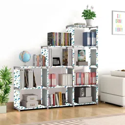 Multipurpose Collapsible Bookshelf 9 Racks Book Stand Almirah for Home & Kids Metal Open Book Shelf-37