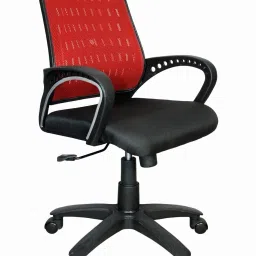rajpura Smart Medium Back Revolving Chair with Centre Tilt mechanism in Black Fabric and Red mesh/net back Fabric Office Executive Chair image 5