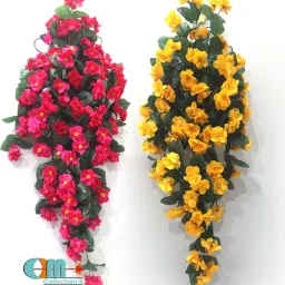Artificial Creepers hanging flower Multicolor Daisy Artificial Flowerwith Pot-image-6