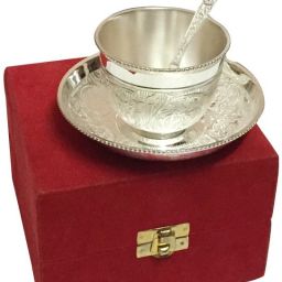 Pack of 3 Brass Silver Plated Brass Tea Cup-image-34