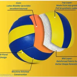 ashi traders Synthetic soft volleyboll bolls With Nylons net And With Air pump Volleyball - Size: 4 image 2