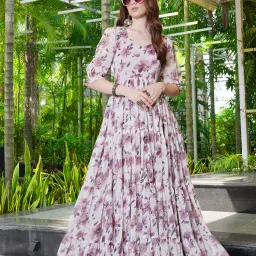 Georgette Stitched Flared/A-line Gown-image-21