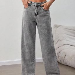 Women Flared High Rise Grey Jeans-image-96