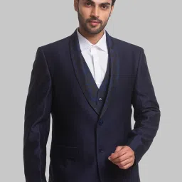 Men REG FIT.SHAWL COLR TUX WITH VNECK WC Self Design Suit-image-9