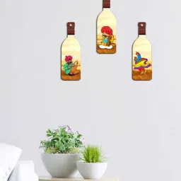 suveharts 3 Pcs Rajasthani Instrument Wooden New Bottles Hanging-picture-25