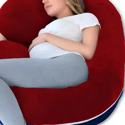 DADDY COOL Navy Blue & Maroon Dual Color Fibre Filled Faux Velvet Maternity Pillow-picture-38