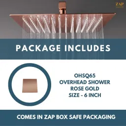 zap 360 Degree Rotation 6X6 in Rose Gold Square Wall Mounted Overhead Shower Fixed Mount image 4