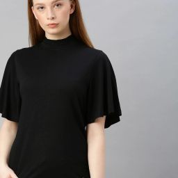 Casual Regular Sleeves Solid Women Black Top-image-96
