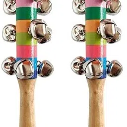 Colourful Wooden Rainbow Baby Handle Jingle Bell Rattle ToysPack of 2 Rattle-11